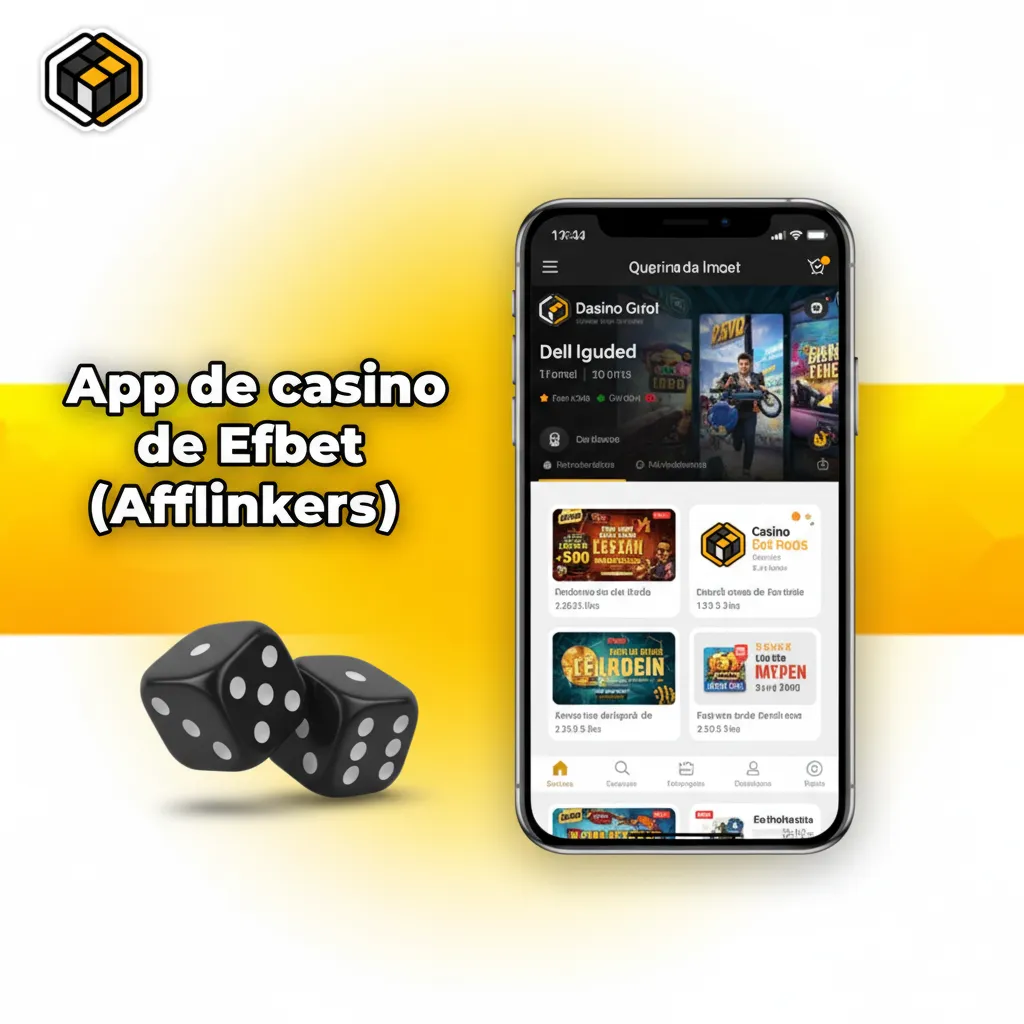App de casino Efbet: pantalla principal de casino y deportes, con ruleta, blackjack, slots y casino en vivo en español.
