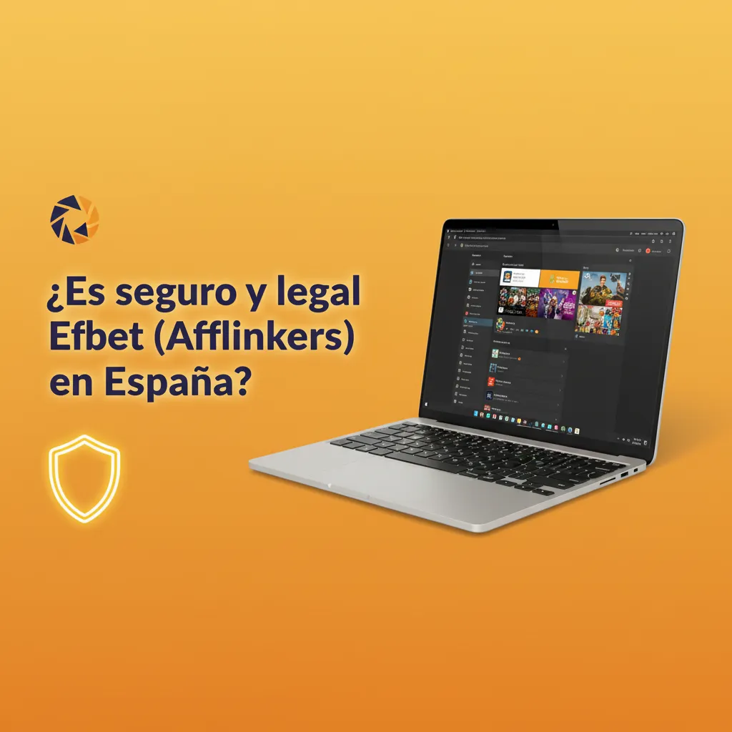 Infografía: Efbet (Afflinkers) en España, legal y seguro; licencia DGOJ, aviso legal, cifrado y controles KYC.