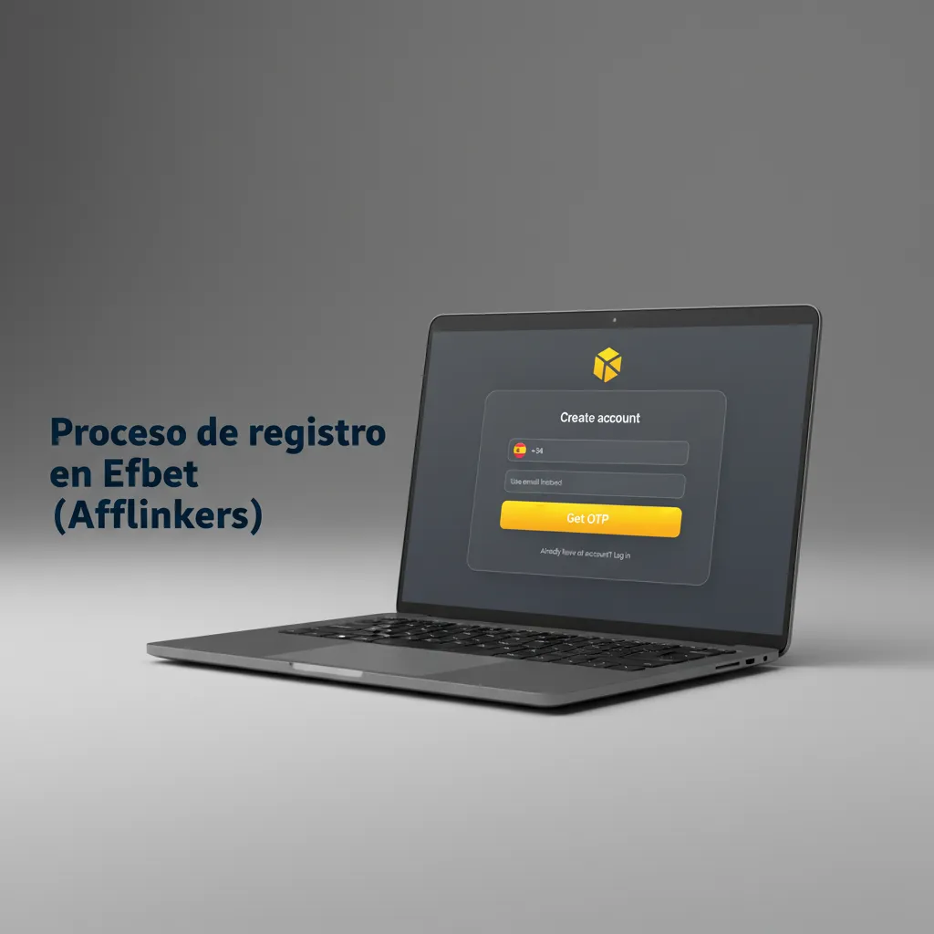 Infografía del proceso de registro en Efbet: 5 pasos, verificación, límites y juego responsable en España.